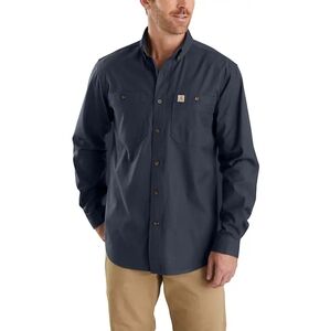 Carhartt Rugged Flex Relaxed Fit Midweight Canvas Long Sleeve Shirt 2XL In Navy